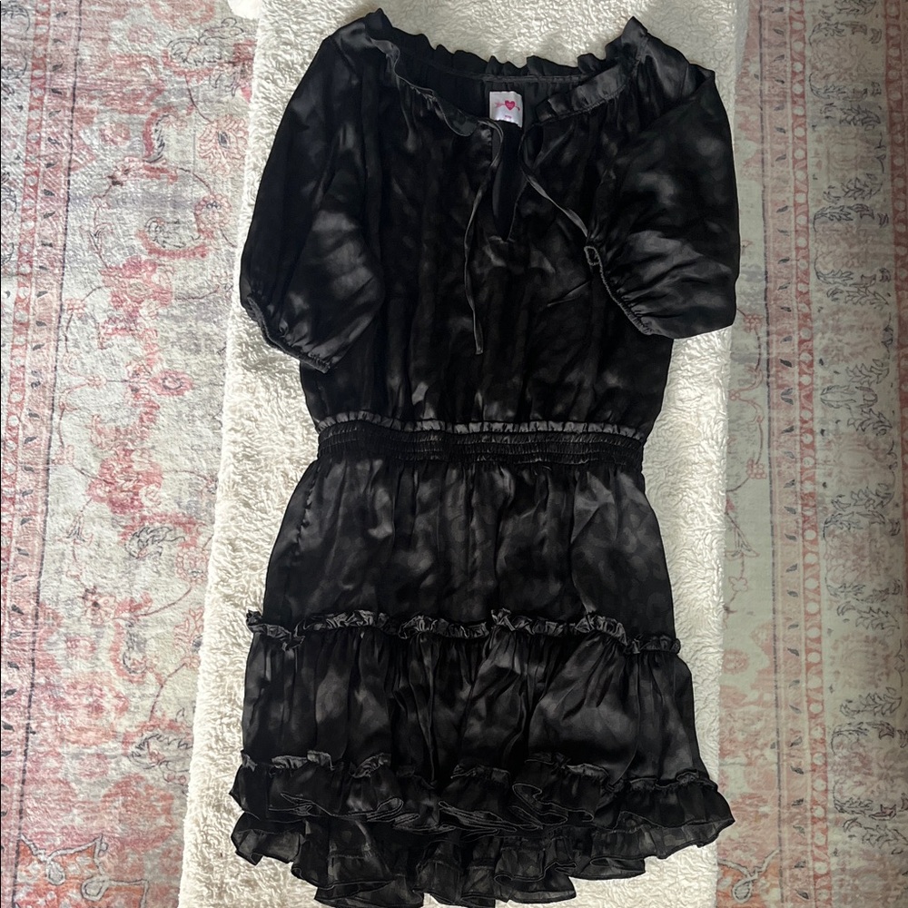 Buddy Love Black Tie-Dye Ruffle Dress